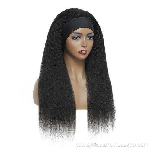 Wholesale Headband Kinky Straight Ponytail Human Hair Wig, Headband Wig Human Hair for Black Women, Remy Human Hair Headband Wig